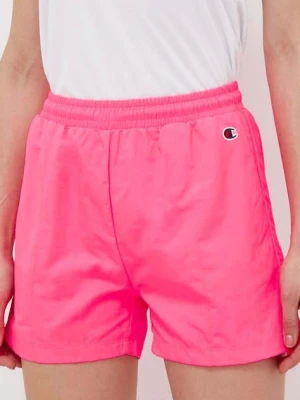 Champion szorty damskie kolor różowy gładkie high waist