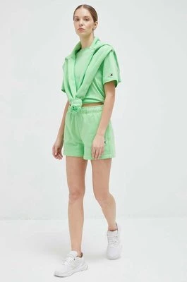Champion szorty damskie kolor zielony gładkie high waist