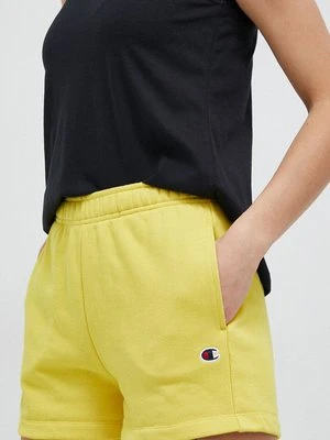 Champion szorty damskie kolor żółty gładkie high waist