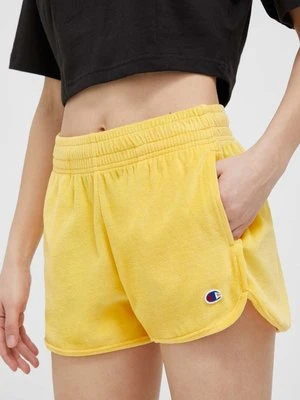 Champion szorty damskie kolor żółty gładkie high waist