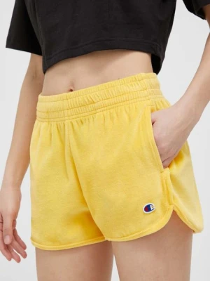 Champion szorty damskie kolor żółty gładkie high waist