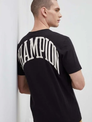 Champion t-shirt bawełniany kolor czarny z nadrukiem