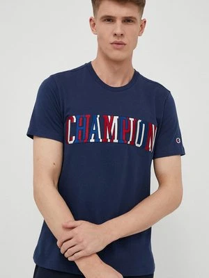 Champion t-shirt bawełniany kolor granatowy wzorzysty