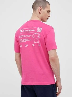 Champion t-shirt bawełniany kolor różowy gładki