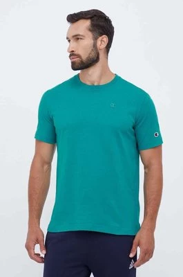 Champion t-shirt bawełniany kolor zielony gładki