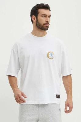 Champion t-shirt bawełniany męski kolor biały z aplikacją 219999