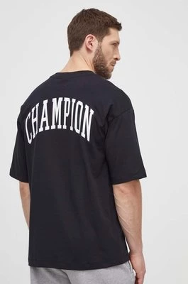 Champion t-shirt bawełniany męski kolor czarny z nadrukiem 219855