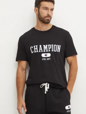 Champion t-shirt bawełniany męski kolor czarny z nadrukiem 220432