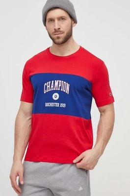 Champion t-shirt bawełniany męski kolor czerwony z nadrukiem 219853