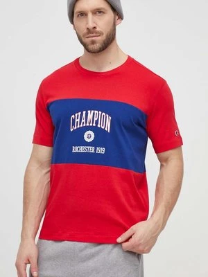 Champion t-shirt bawełniany męski kolor czerwony z nadrukiem 219853