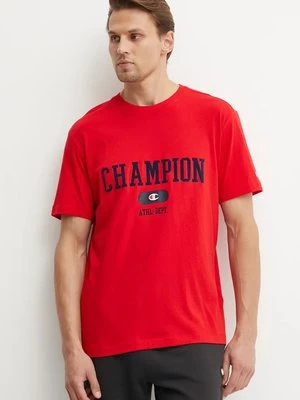 Champion t-shirt bawełniany męski kolor czerwony z nadrukiem 220432