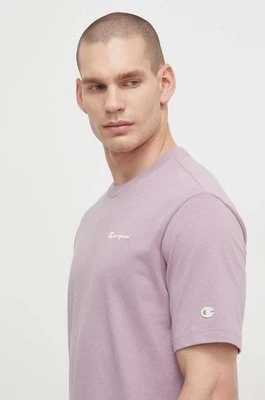 Champion t-shirt bawełniany męski kolor fioletowy gładki 219787