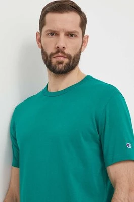 Champion t-shirt bawełniany męski kolor zielony gładki 220016
