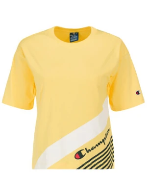 Champion T-Shirt C Logo Ribbed Cuffed 112765 Żółty Regular Fit