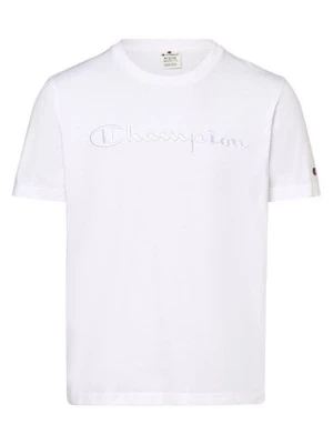 Champion T-shirt męski Mężczyźni Bawełna biały jednolity,