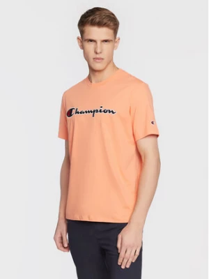 Champion T-Shirt Script Logo Embroidery 218007 Pomarańczowy Regular Fit