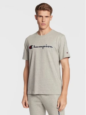 Champion T-Shirt Script Logo Embroidery 218007 Szary Regular Fit