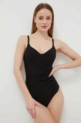 Chantelle jednoczęściowy strój kąpielowy kolor czarny miękka miseczka