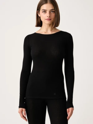 Chantelle longsleeve lounge damski z wełną Warm Radiance czarny