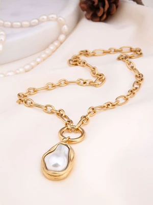 Charlize Pozłacany naszyjnik perłą - dł. 50 cm rozmiar: onesize