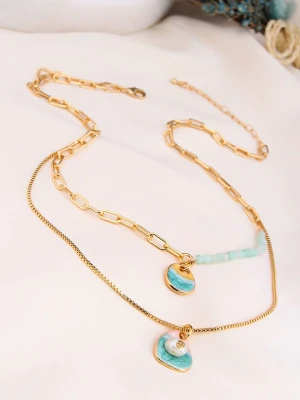 Charlize Pozłacany naszyjnik z akwamarynem - dł. 60 cm rozmiar: onesize