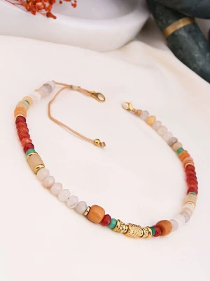 Charlize Pozłacany naszyjnik z kamieniami ozdobnymi i agatami - dł. 45 cm rozmiar: onesize