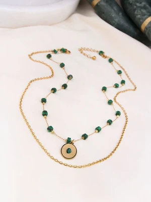 Charlize Pozłacany naszyjnik z malachitami - dł. 50 cm rozmiar: onesize