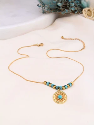Charlize Pozłacany naszyjnik z turkusami - dł. 50 cm rozmiar: onesize