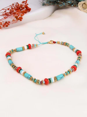 Charlize Pozłacany naszyjnik z turkusami i agatami - dł. 45 cm rozmiar: onesize