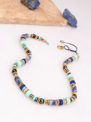 Charlize Pozłacany naszyjnik z turkusami i lapis lazuli - dł 45 cm rozmiar: onesize