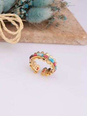 Charlize Pozłacany pierścionek z turkusami rozmiar: onesize