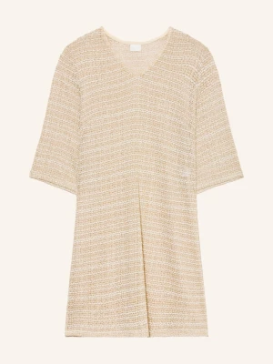 Charmline Sukienka Plażowa Imperial Tropics Z Rękawami 3/4 I Brokatową Przędzą beige