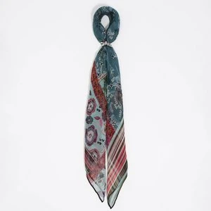 Charms chusta jedwab patchwork paisley i kwiaty akwamaryna BIMBA Y LOLA