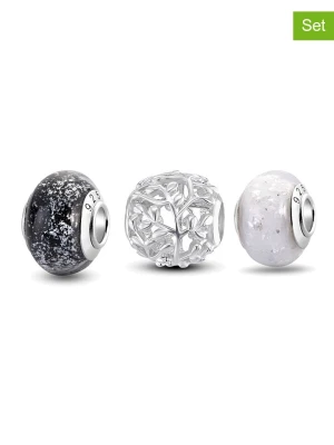 CHARM'S Srebrne charmsy (3 szt.) ze szkłem Murano rozmiar: onesize