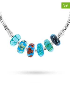 CHARM'S Srebrne charmsy (6 szt.) ze szkłem Murano rozmiar: onesize