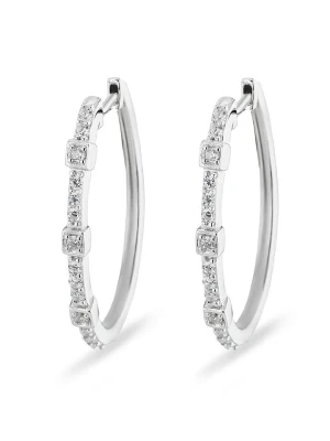 CHARM'S Srebrne kolczyki-kreole z cyrkoniami rozmiar: onesize