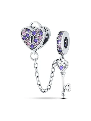 CHARM'S Srebrny łańcuszek zabezpieczający z kryształami rozmiar: onesize