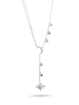 CHARM'S Srebrny naszyjnik z elementami ozdobnymi - dł. 47 cm rozmiar: onesize