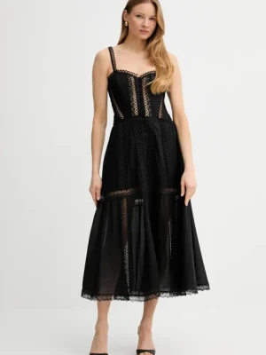 Charo Ruiz Ibiza sukienka Dafelle kolor czarny maxi rozkloszowana 251620