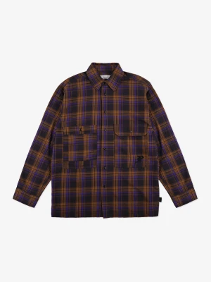 Check koszula męska flanelowa bawełniana fioletowa Prosto