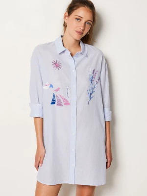 Chemise de nuit brodée en coton Etam