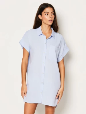 Chemise de nuit manches courtes en lin Etam