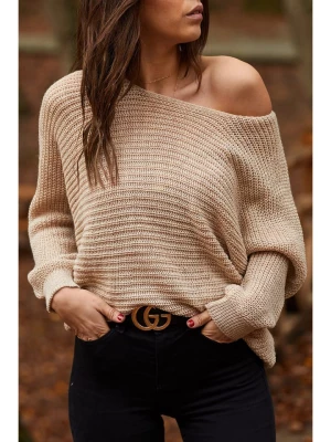 Chezalou Sweter w kolorze beżowym rozmiar: onesize