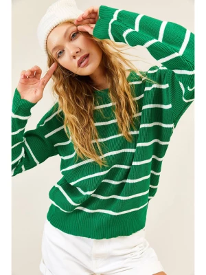 Chezalou Sweter w kolorze zielono-białym rozmiar: onesize
