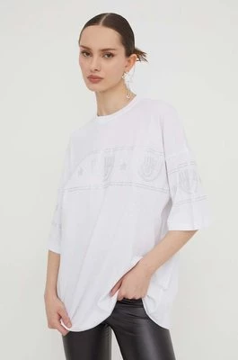 Chiara Ferragni t-shirt bawełniany LOGOMANIA damski kolor biały 76CBHG03