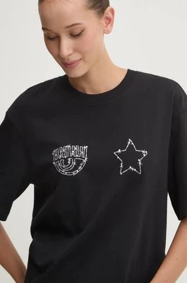 Chiara Ferragni t-shirt bawełniany damski kolor czarny 77CBHK10