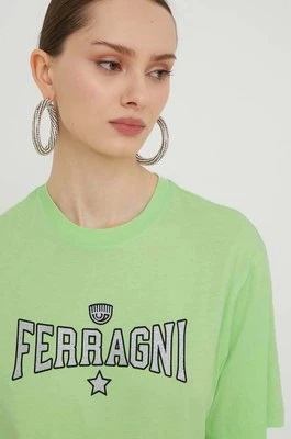 Chiara Ferragni t-shirt bawełniany STRETCH damski kolor zielony 76CBHC02
