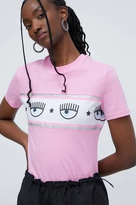 Chiara Ferragni t-shirt bawełniany LOGOMANIA damski kolor różowy 76CBHL03