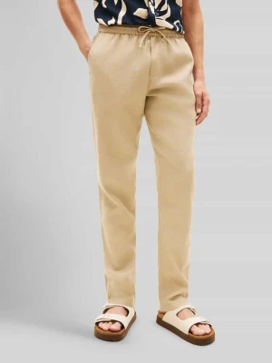 Chino o kroju tapered z mieszanki lnu ze ściągaczem w pasie model 'HARLEM' Tommy Hilfiger