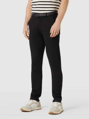 Chino w kroju regular fit z paskiem lindbergh Czarny